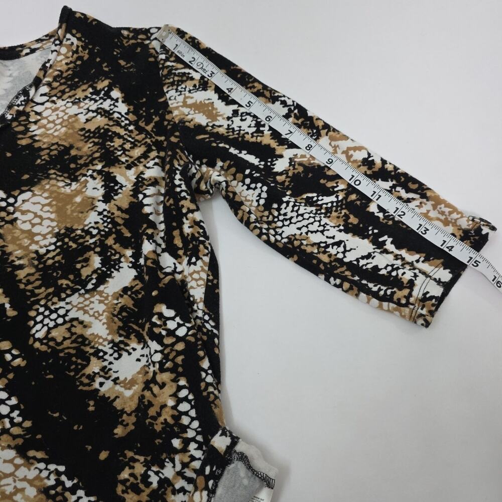 Anne Klein Women’s Large Snake Print V-Neck 3/4 Sleeve Stretch Blouse Top Soft - Picture 8 of 8